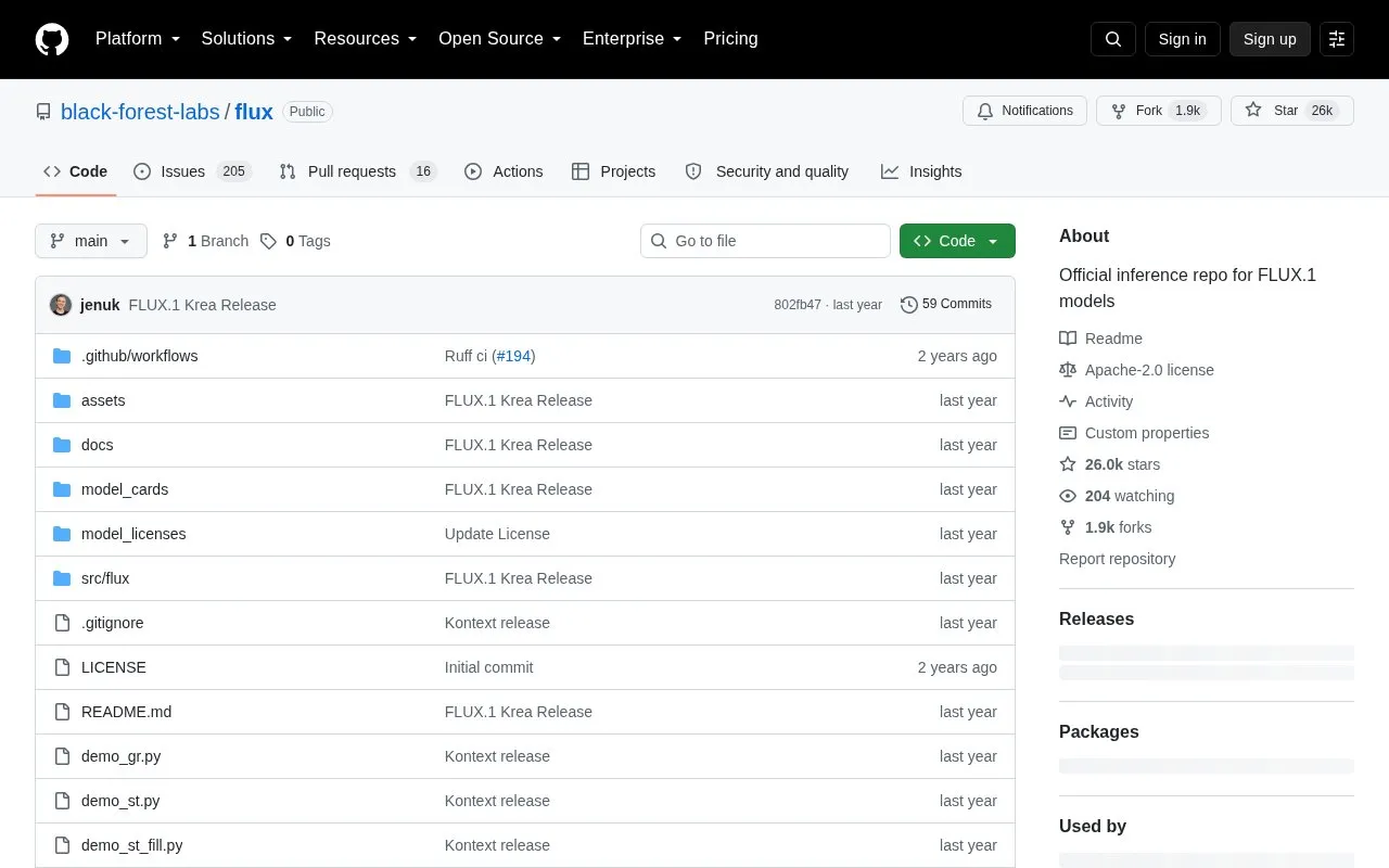 Flux homepage screenshot