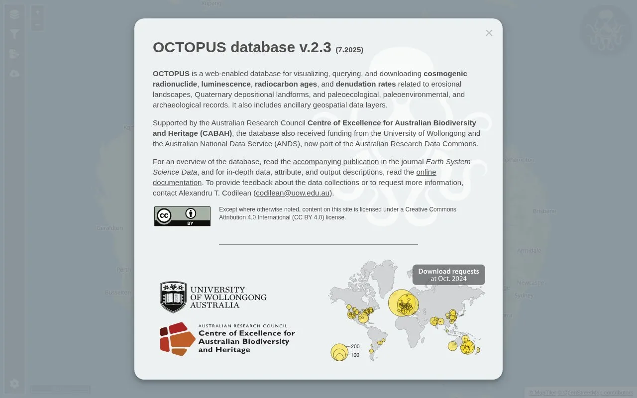 OCTOPUS database homepage screenshot