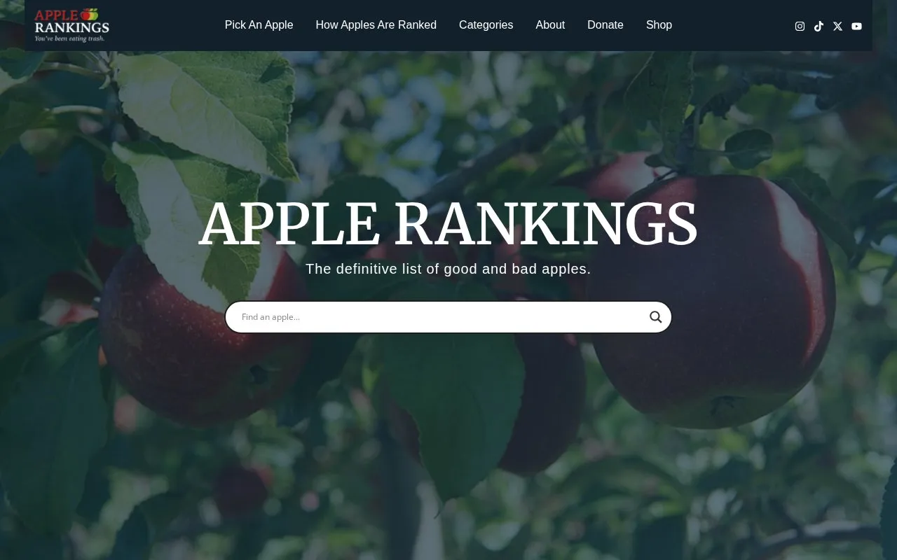 Apple Rankings homepage screenshot
