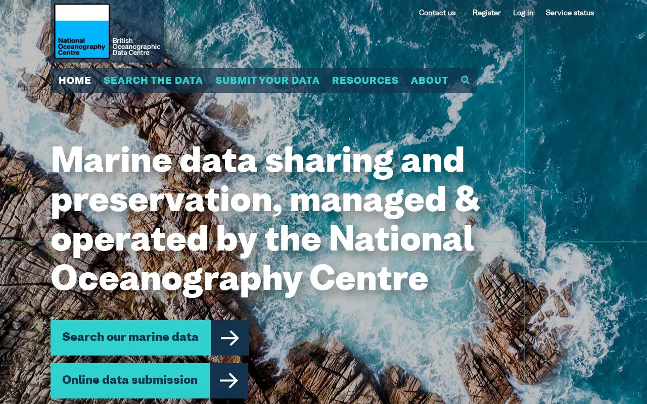 British Oceanographic Data Centre homepage screenshot