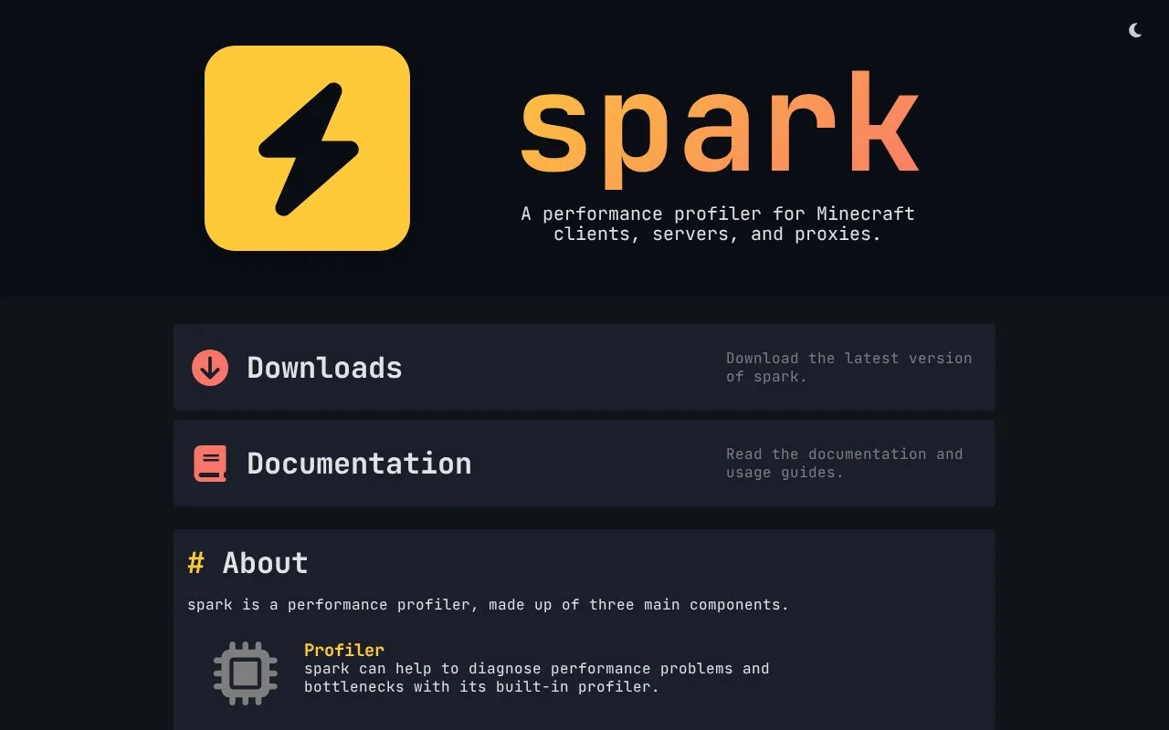spark homepage screenshot
