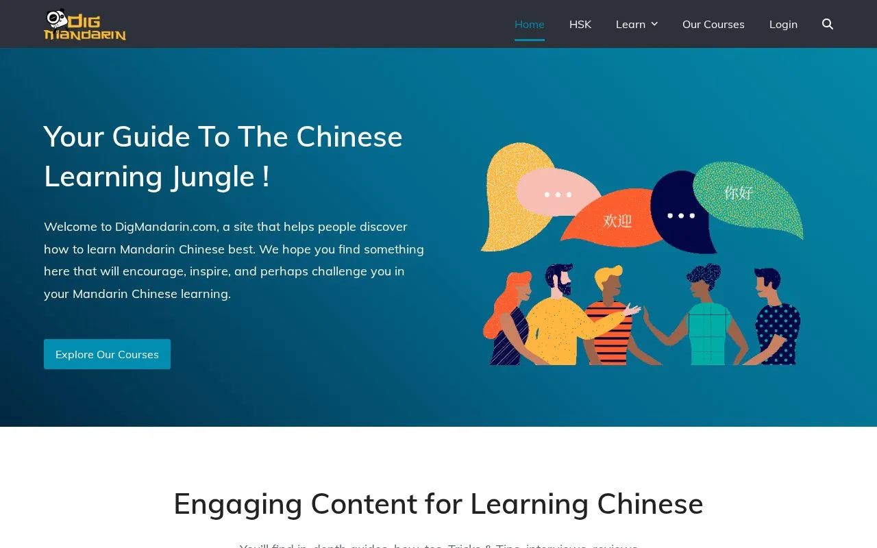 DigMandarin homepage screenshot