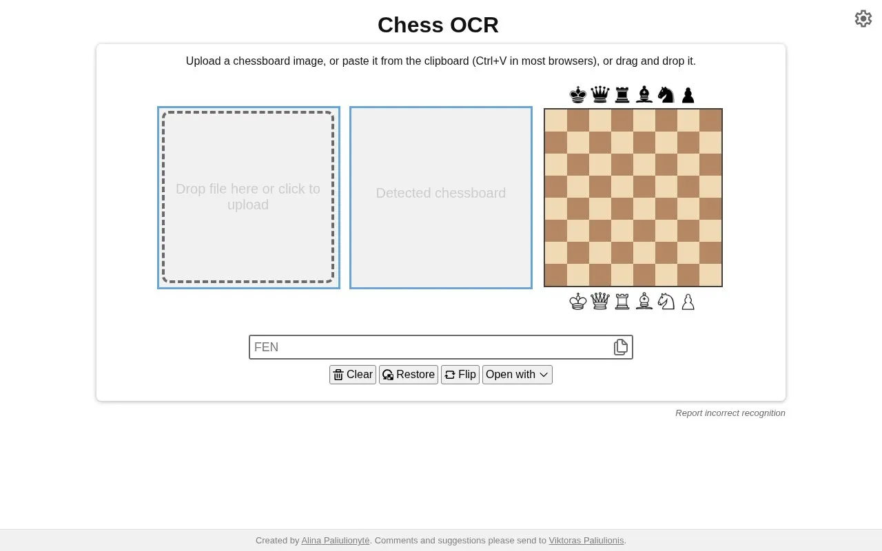 Chess OCR homepage screenshot