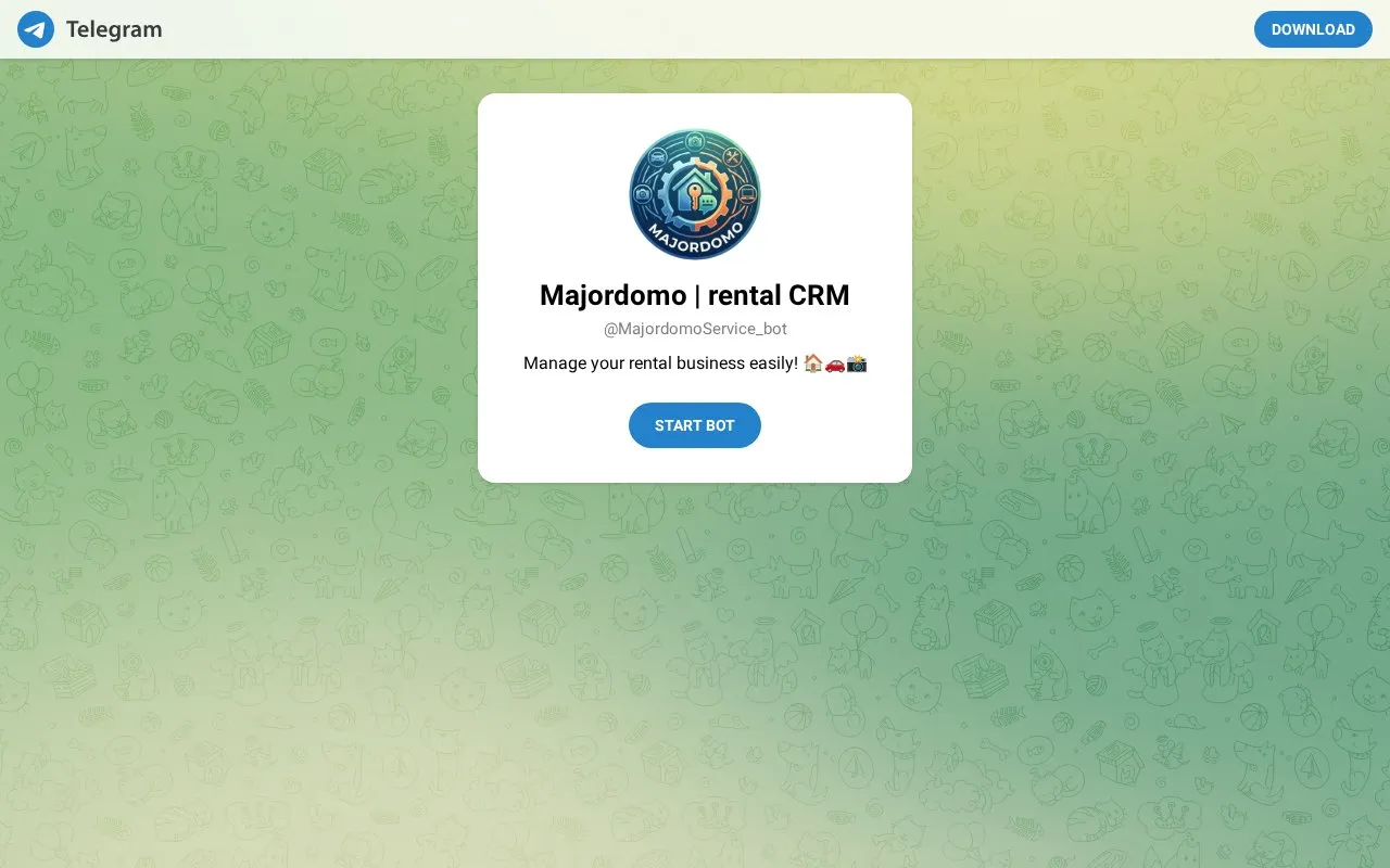 @MajordomoService_bot homepage screenshot