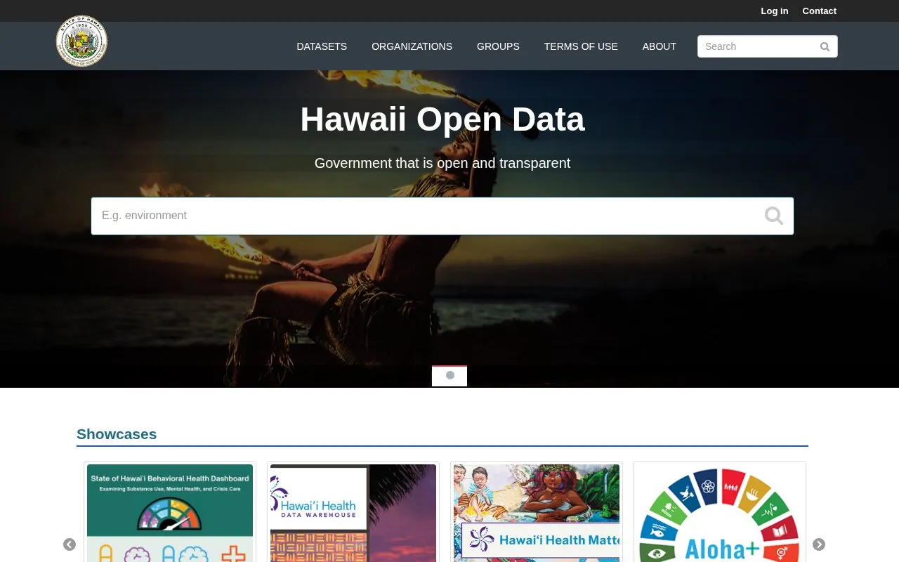Hawaii Open Data homepage screenshot