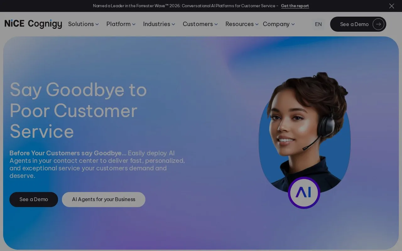 Cognigy homepage screenshot