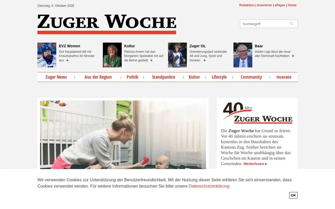 Zuger Woche homepage screenshot