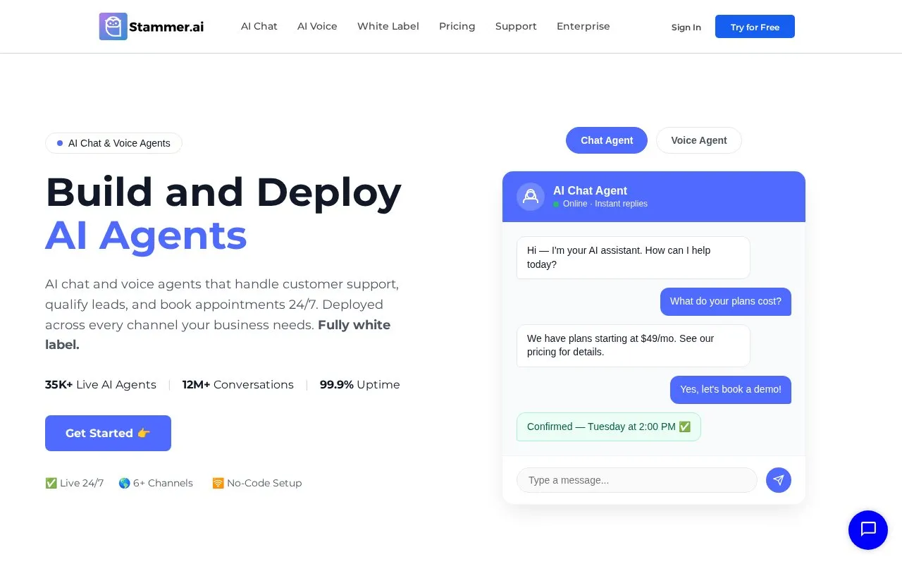 Stammer.ai homepage screenshot