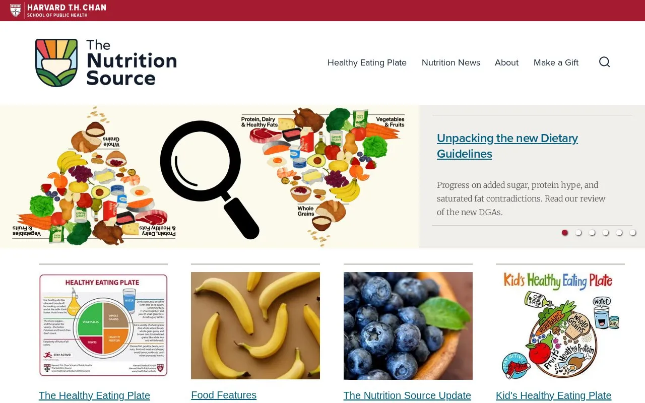 The Nutrition Source homepage screenshot
