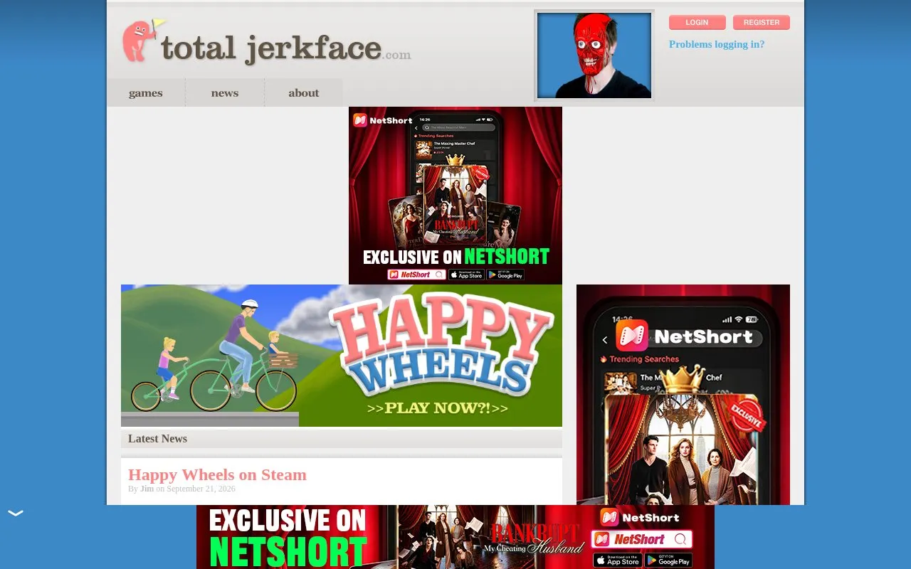 TotalJerkFace homepage screenshot
