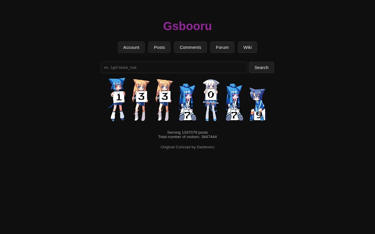 Gsbooru homepage screenshot