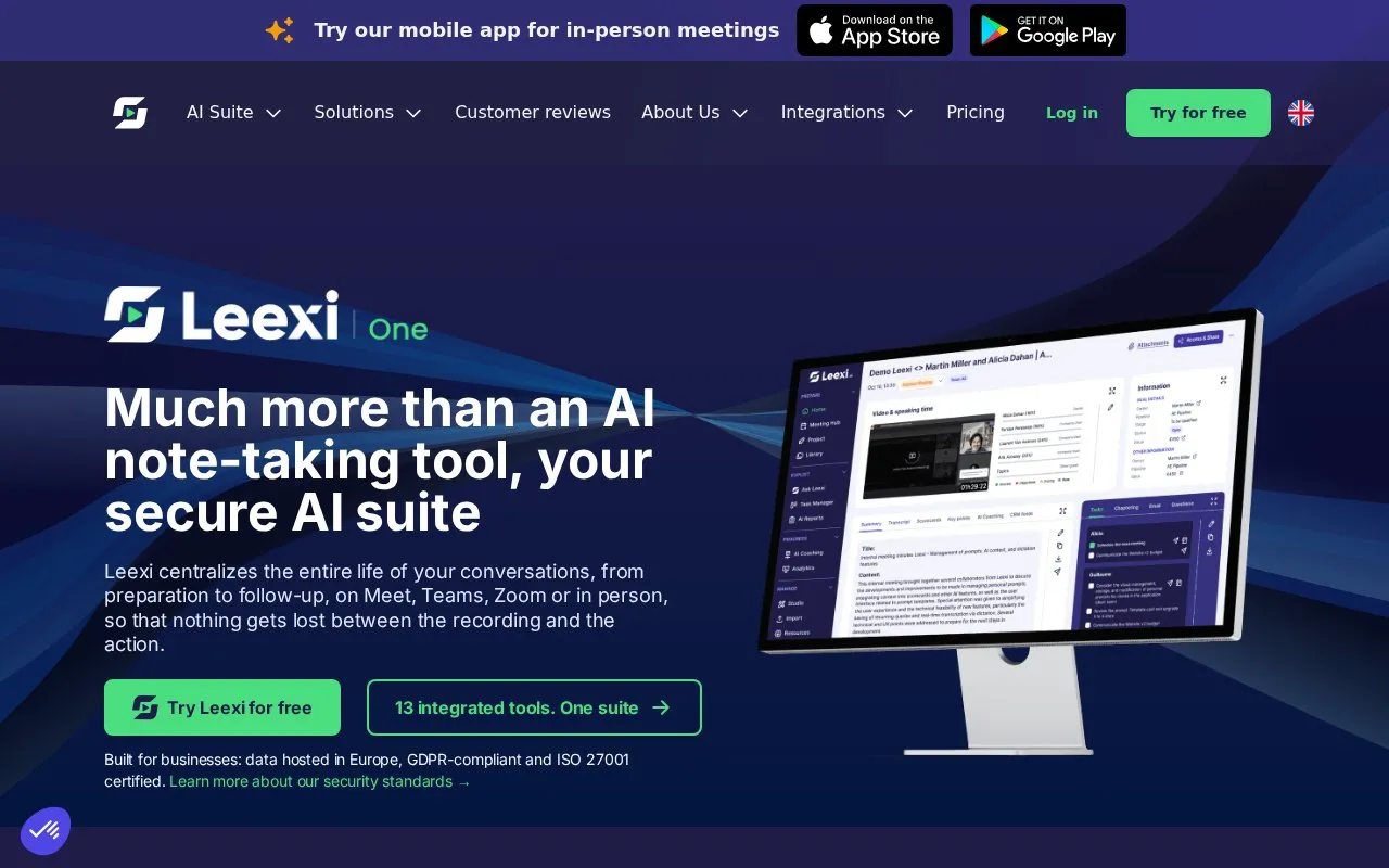Leexi homepage screenshot