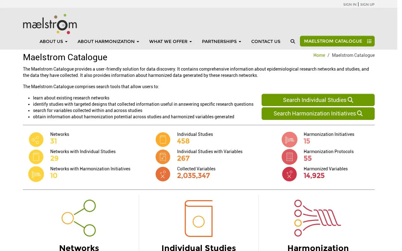 Maelstrom Catalogue homepage screenshot