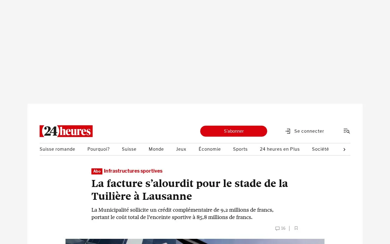 24 heures homepage screenshot