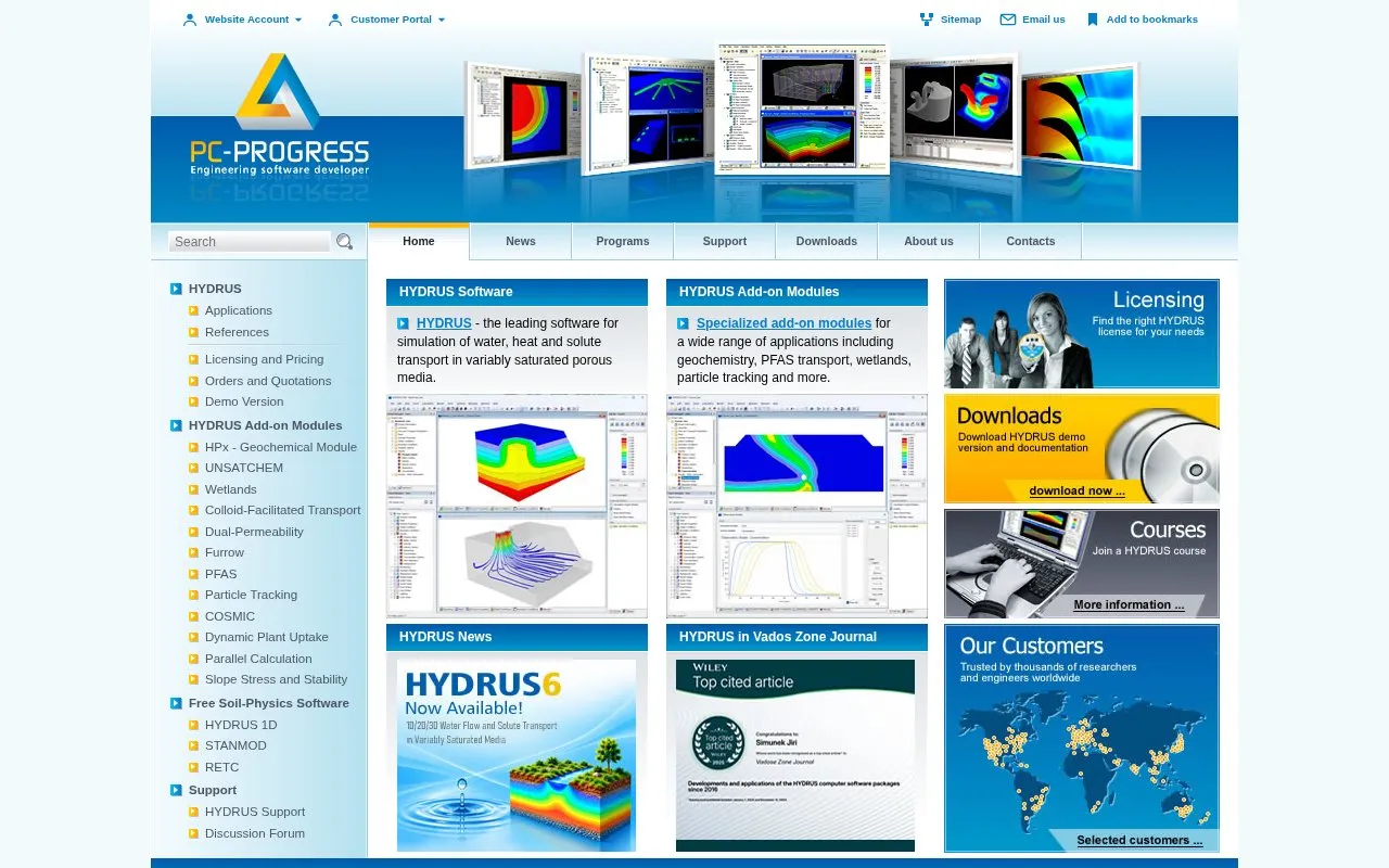 PC Progress homepage screenshot