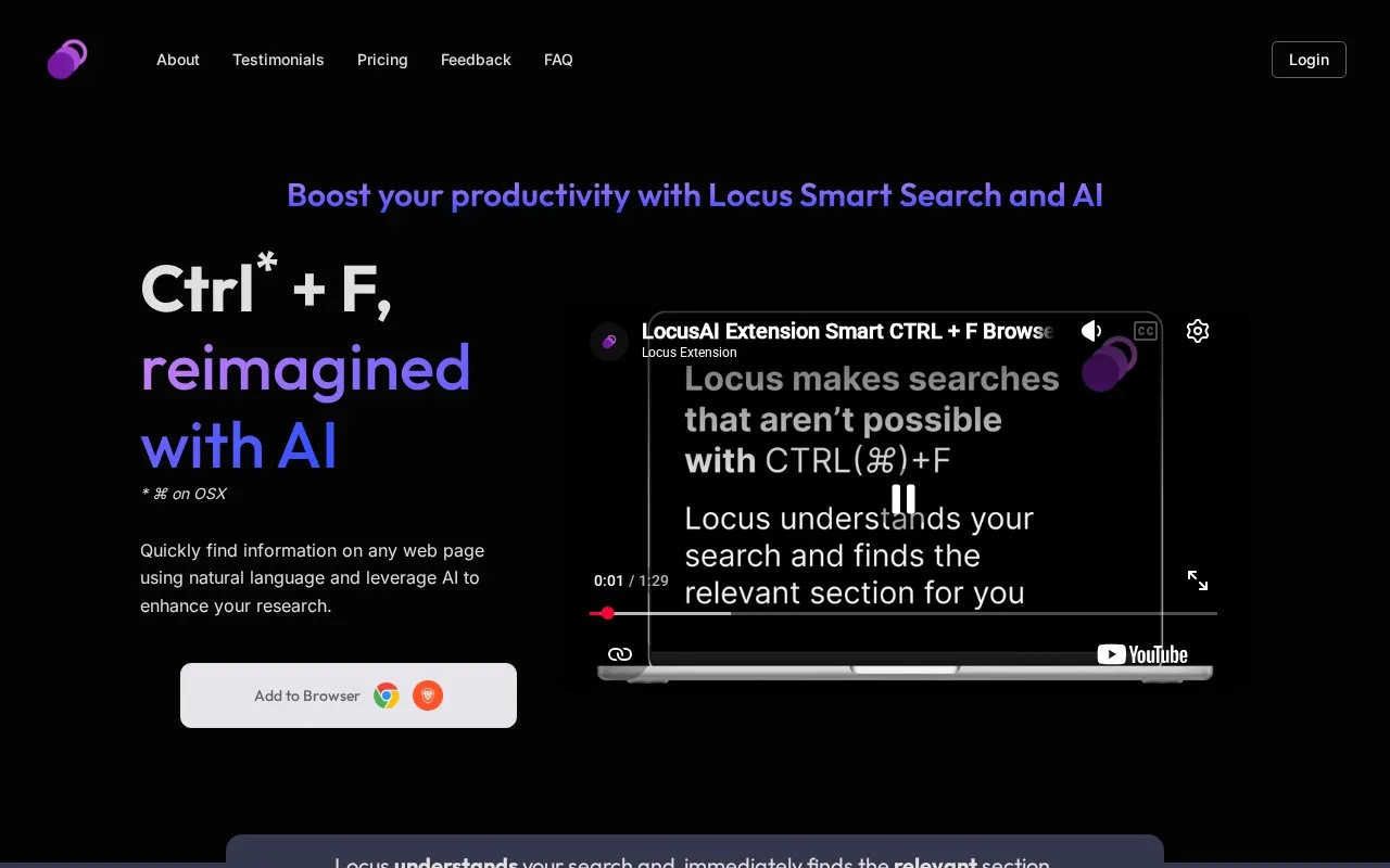 Locus homepage screenshot