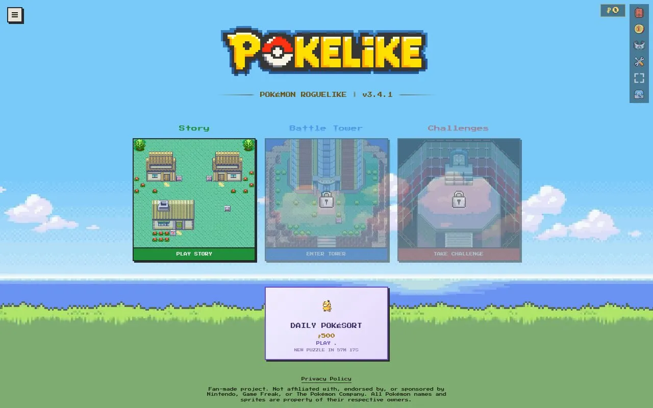 Pokelike homepage screenshot