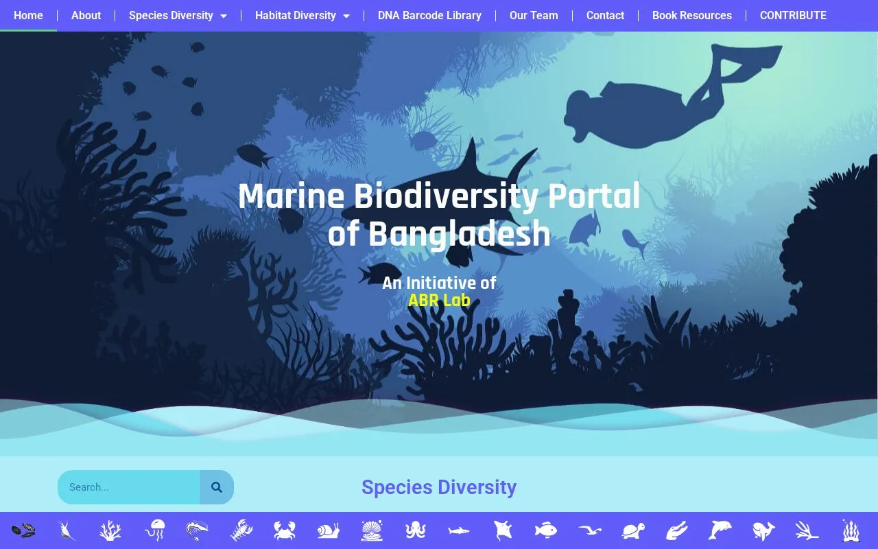 Marine Biodiversity homepage screenshot
