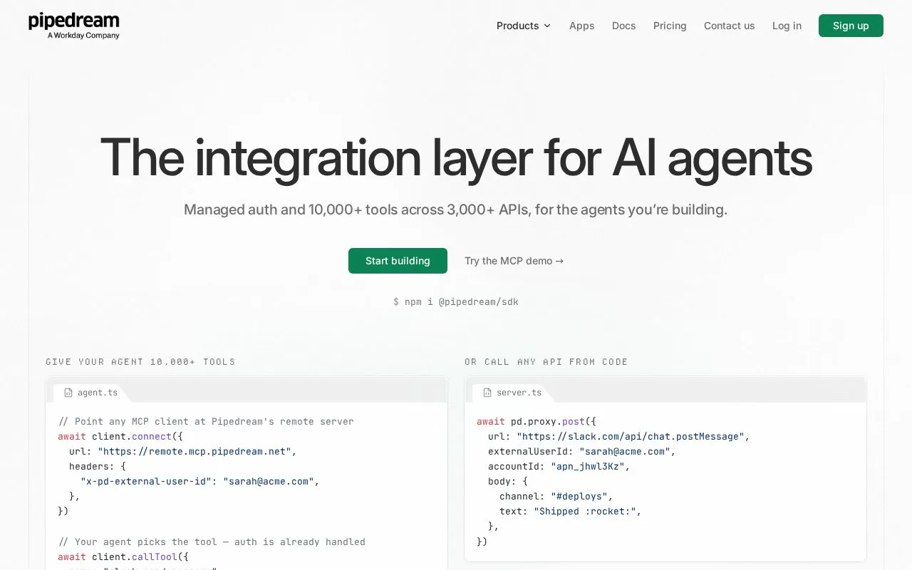 Pipedream homepage screenshot