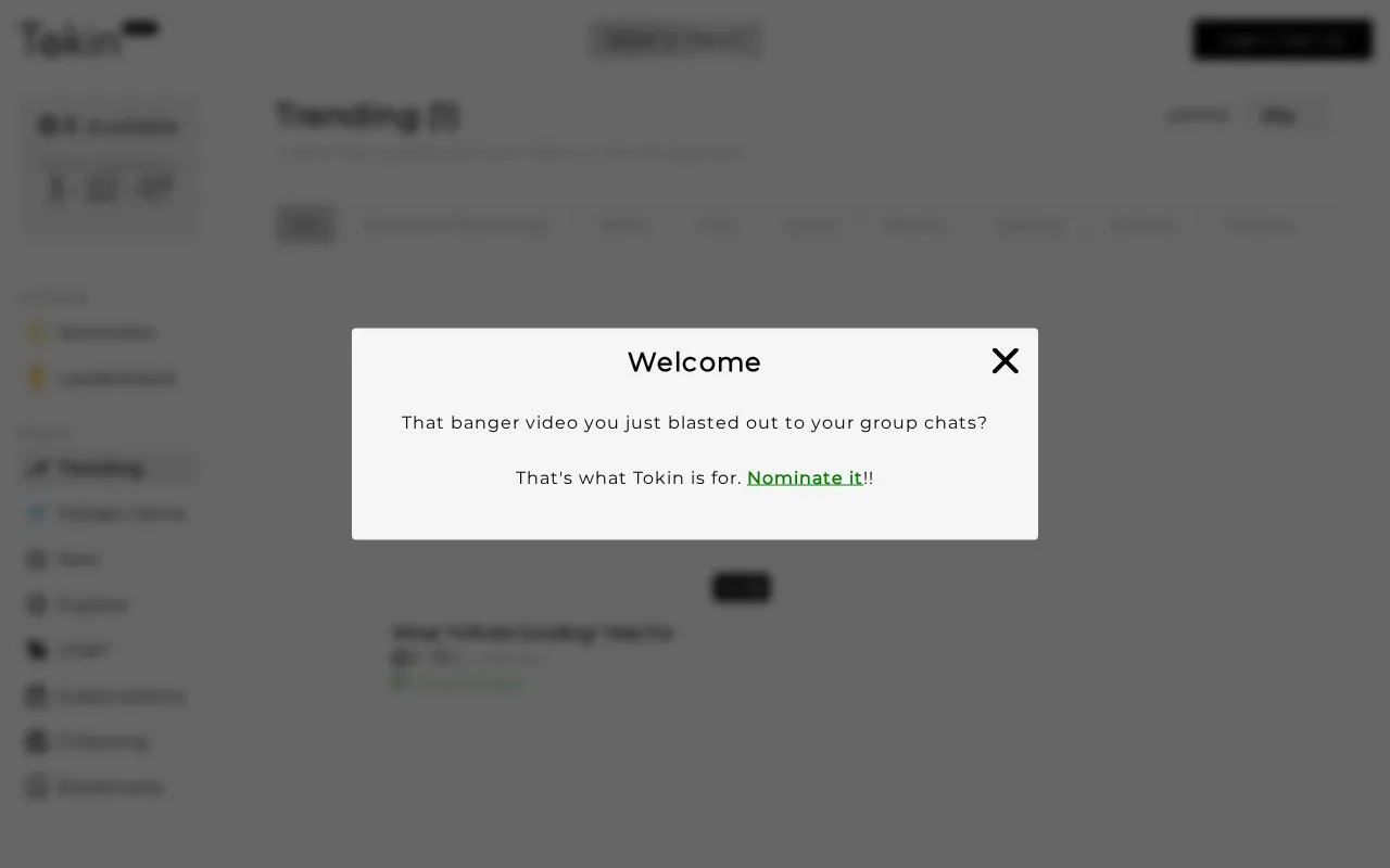 Tokin homepage screenshot
