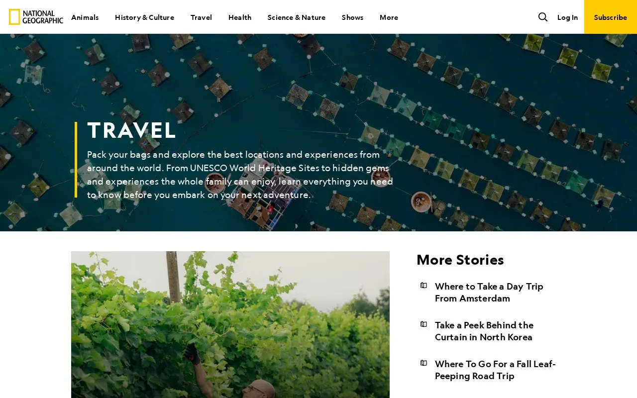 National Geographic Traveler homepage screenshot