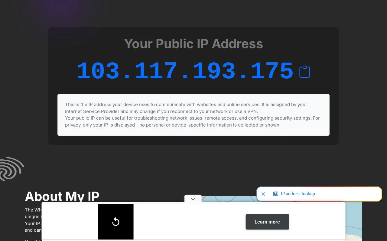 IPFingerPrints homepage screenshot