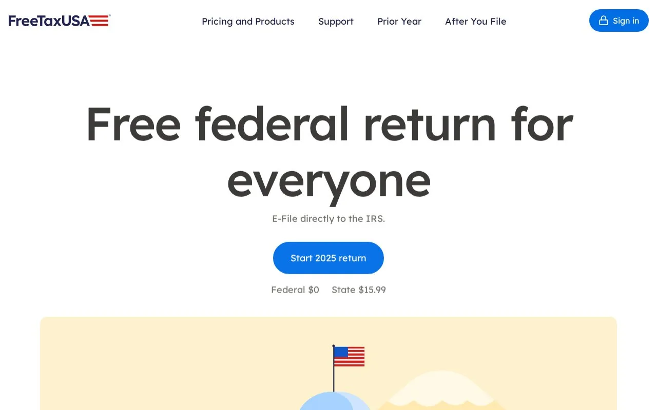 FreeTaxUSA homepage screenshot