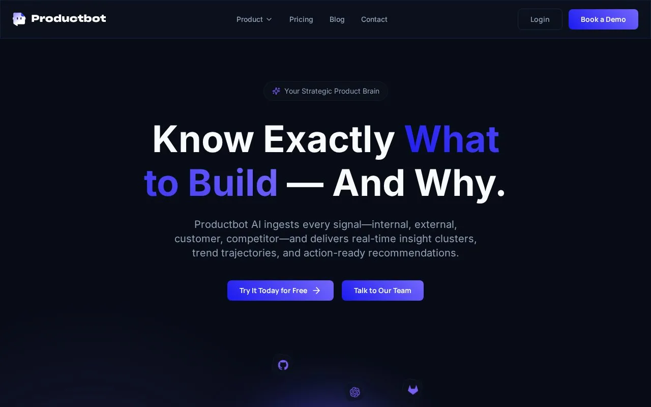 Productbot AI homepage screenshot