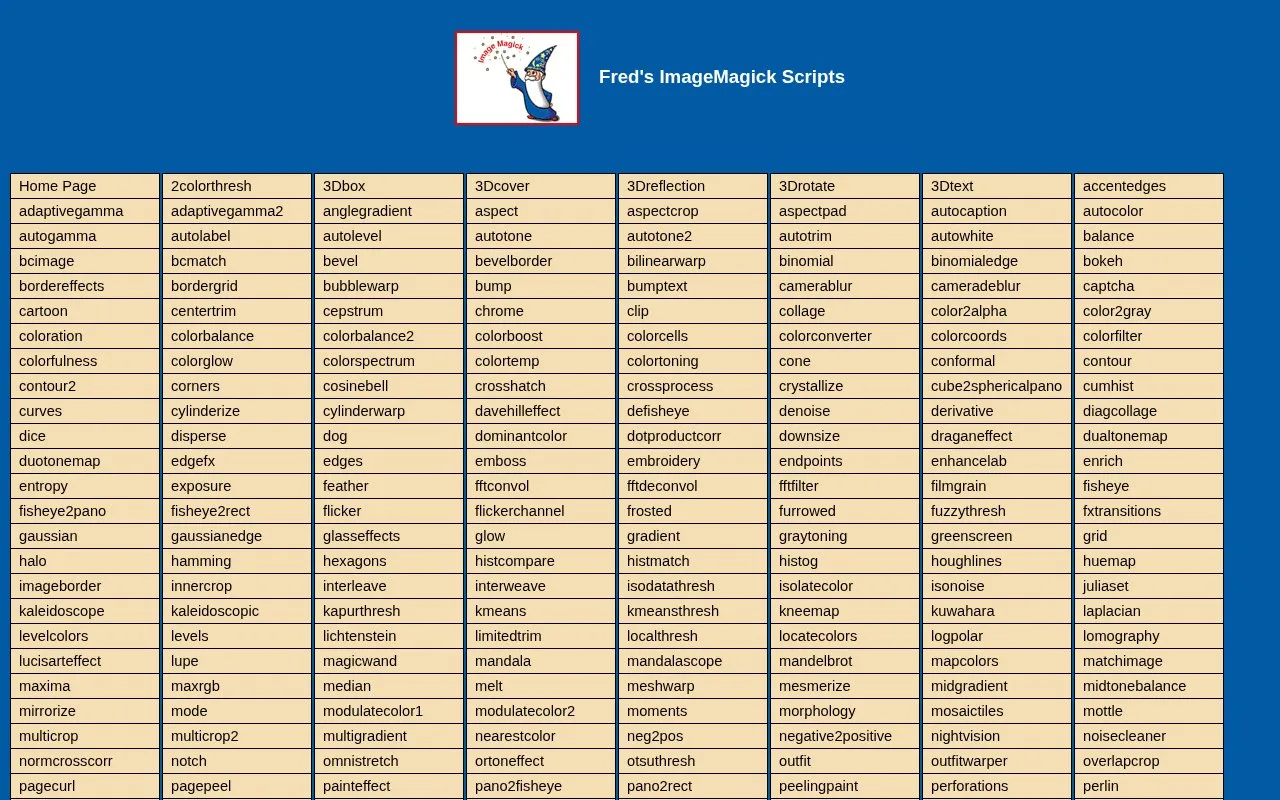 Scripts homepage screenshot