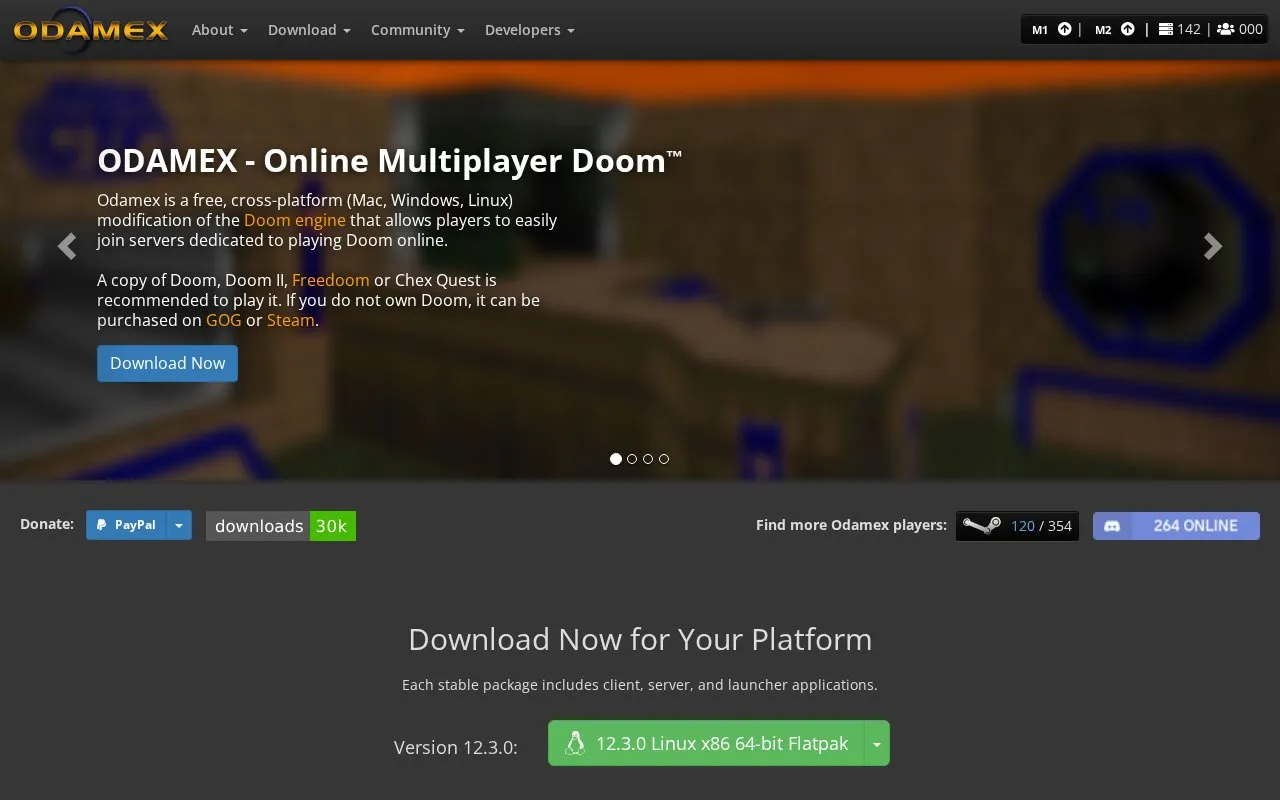 Odamex homepage screenshot