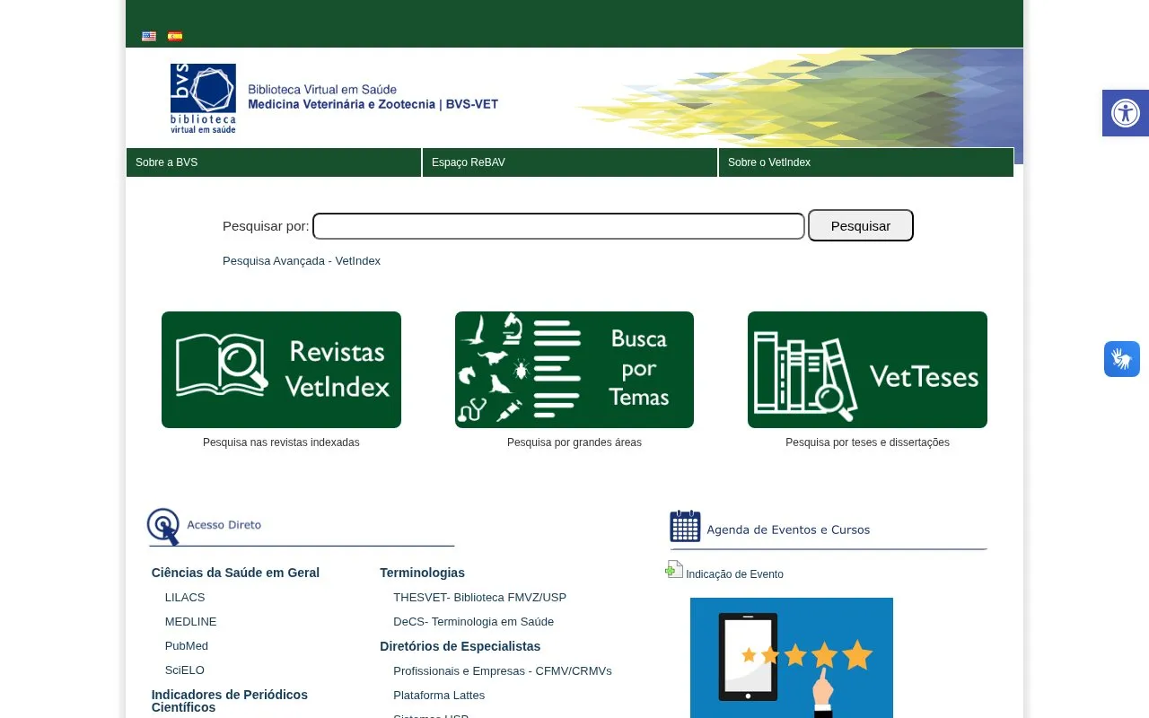 Biblioteca Virtual em Medicina Veterinária e Zootecnia homepage screenshot
