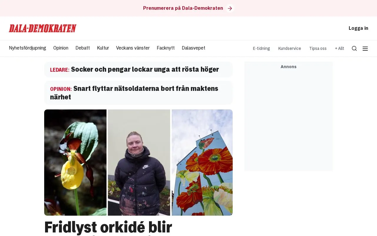 Dala-Demokraten homepage screenshot