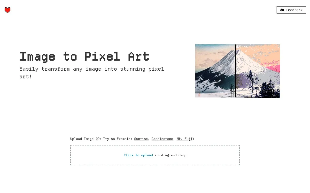 PixelartVillage homepage screenshot