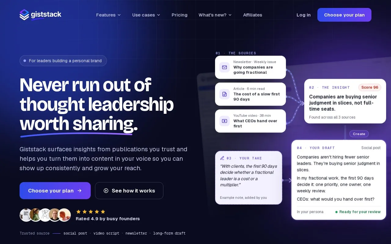Giststack homepage screenshot