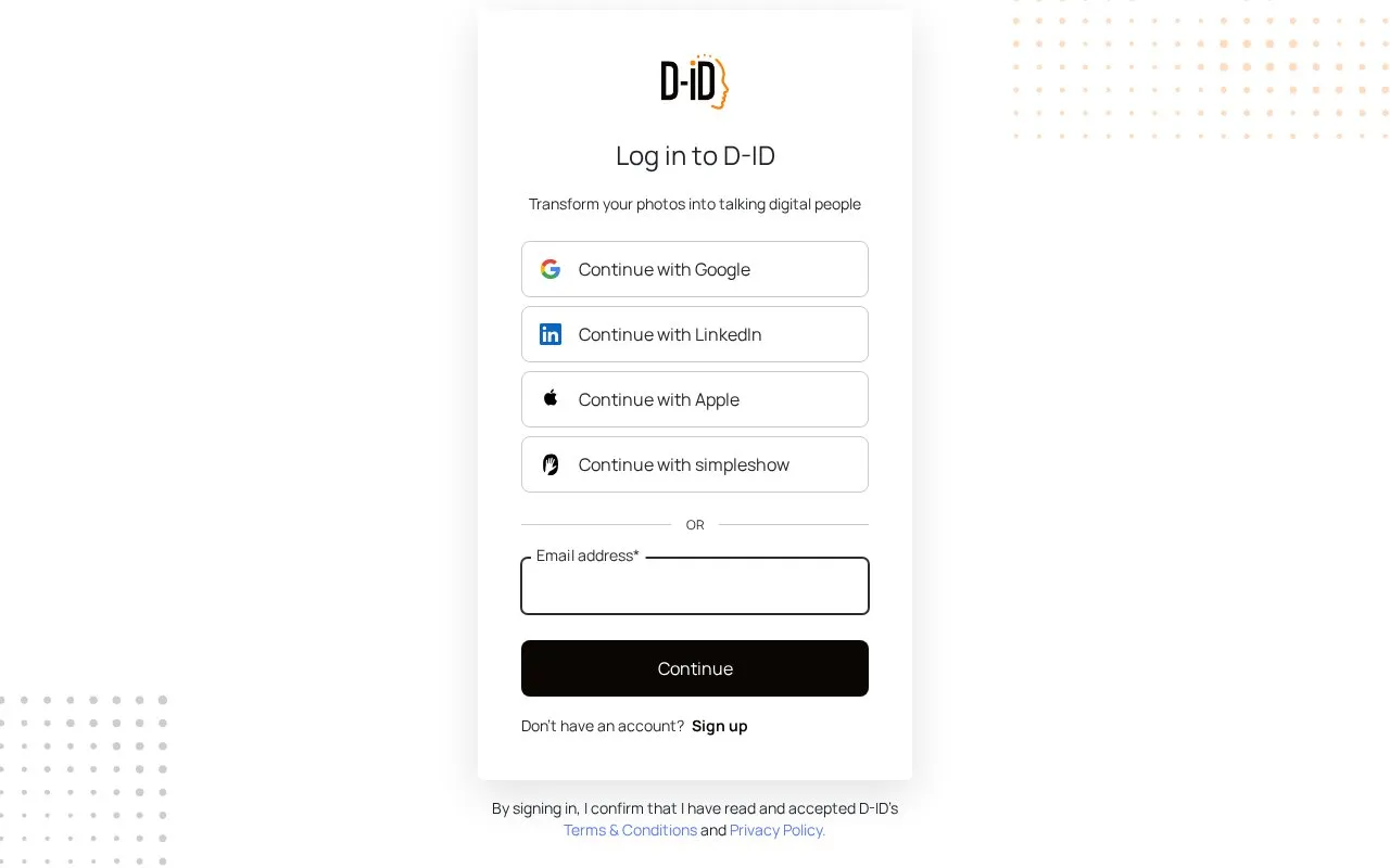Studio D-ID homepage screenshot