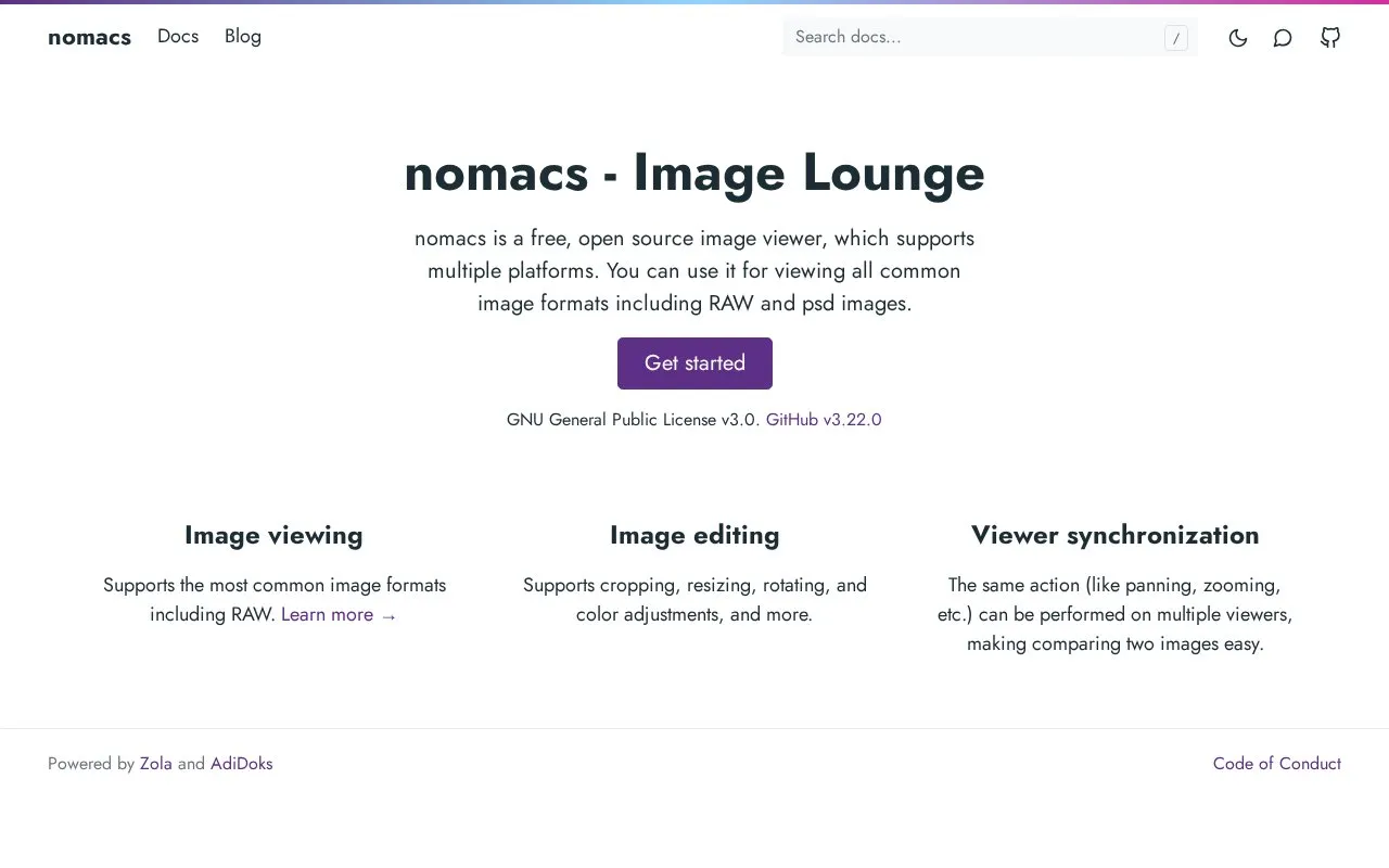 nomacs homepage screenshot