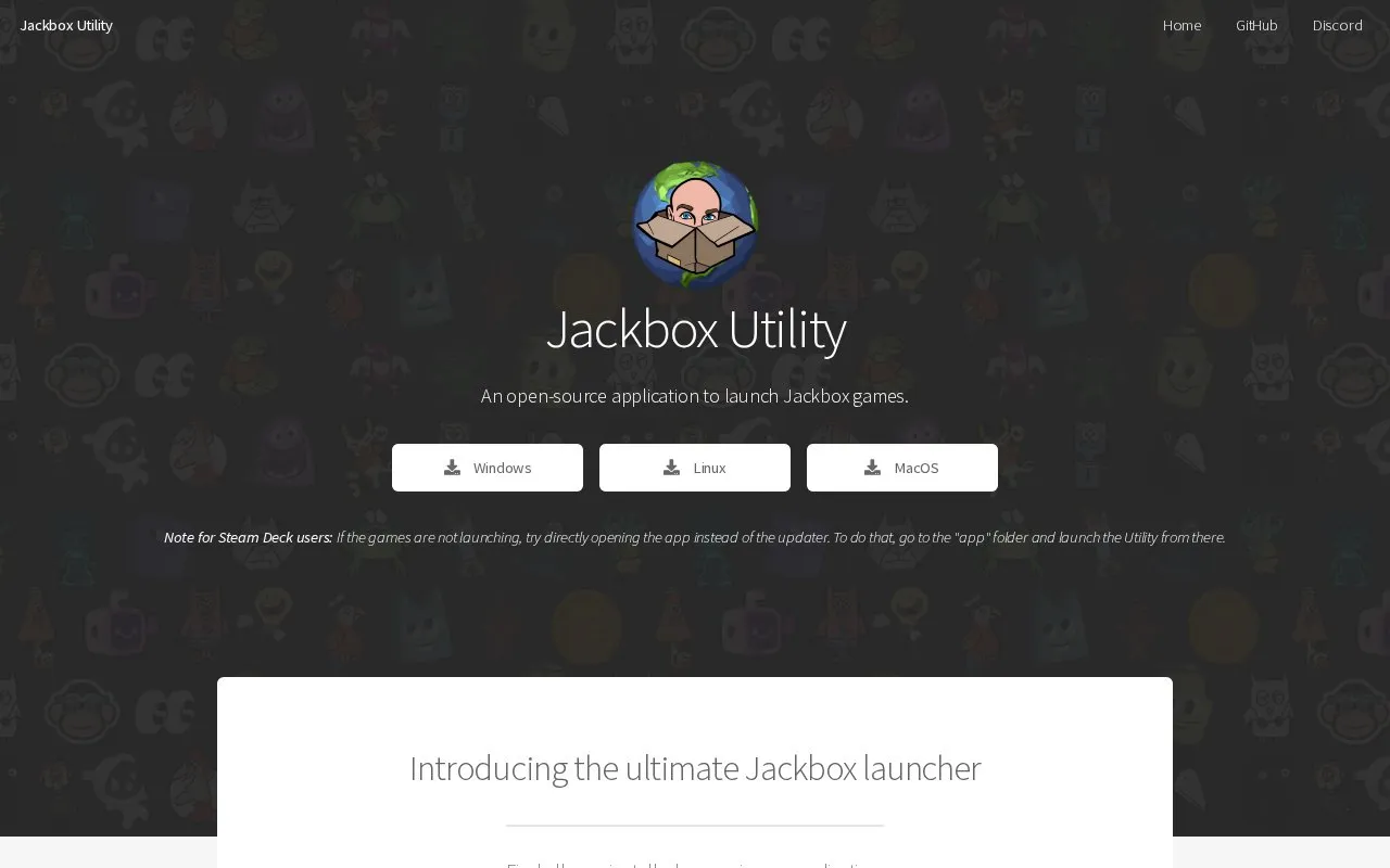 JackboxUtility homepage screenshot