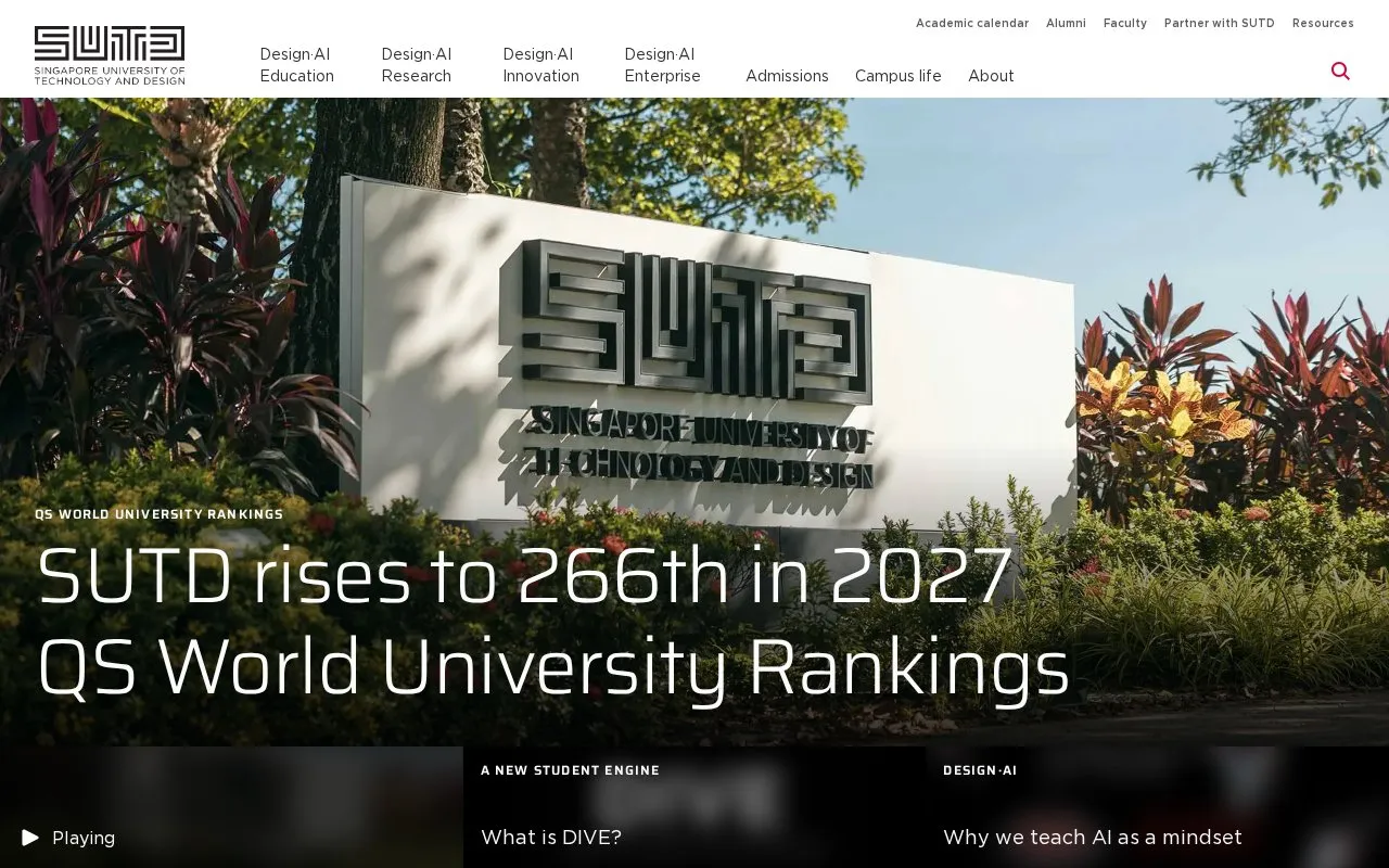 Singapore University of Technology and Design homepage screenshot