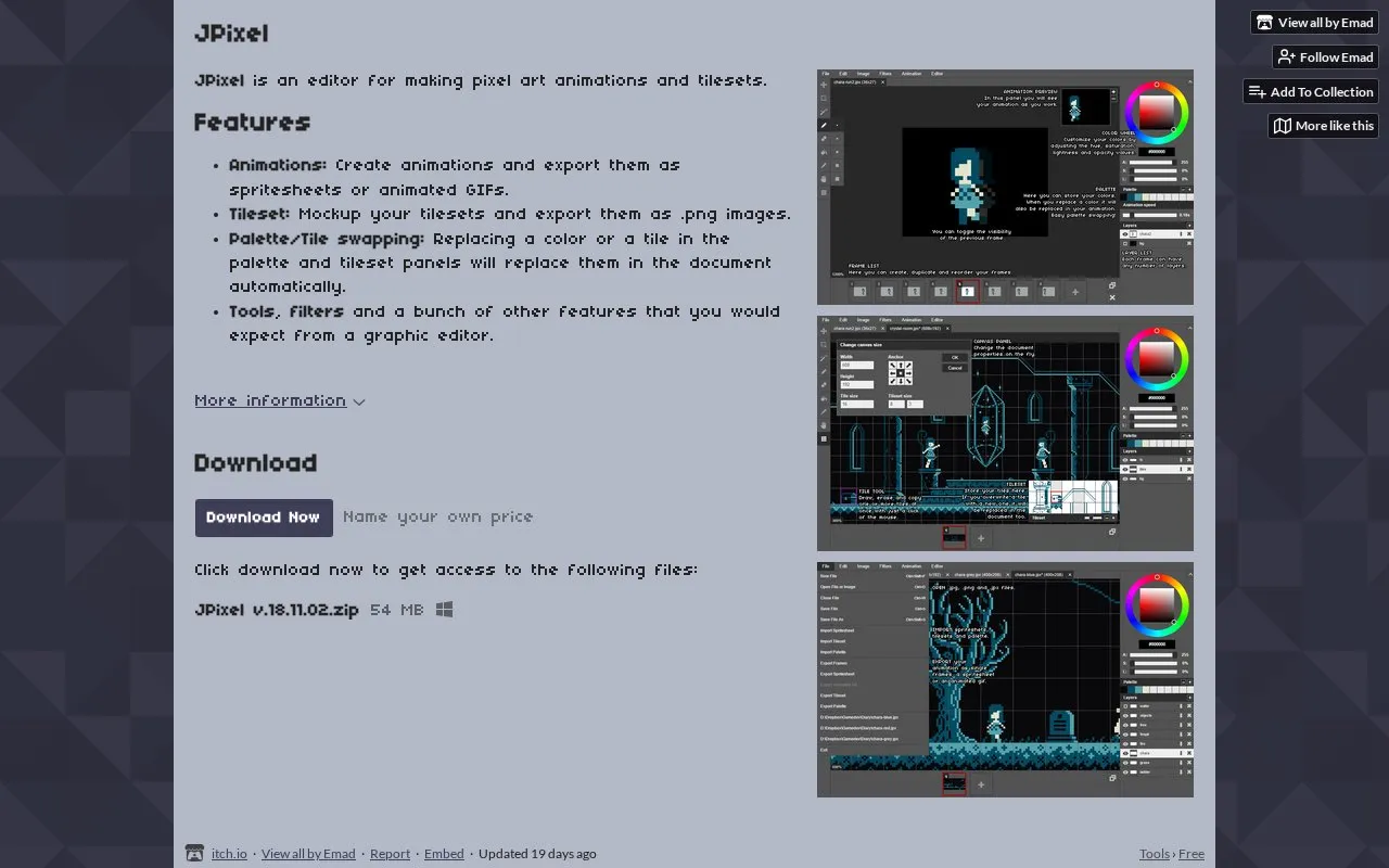 JPixel homepage screenshot