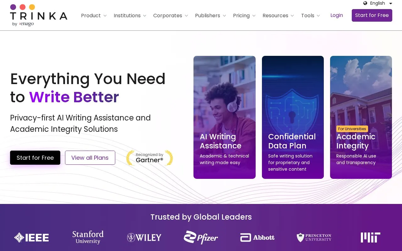 Trinka homepage screenshot