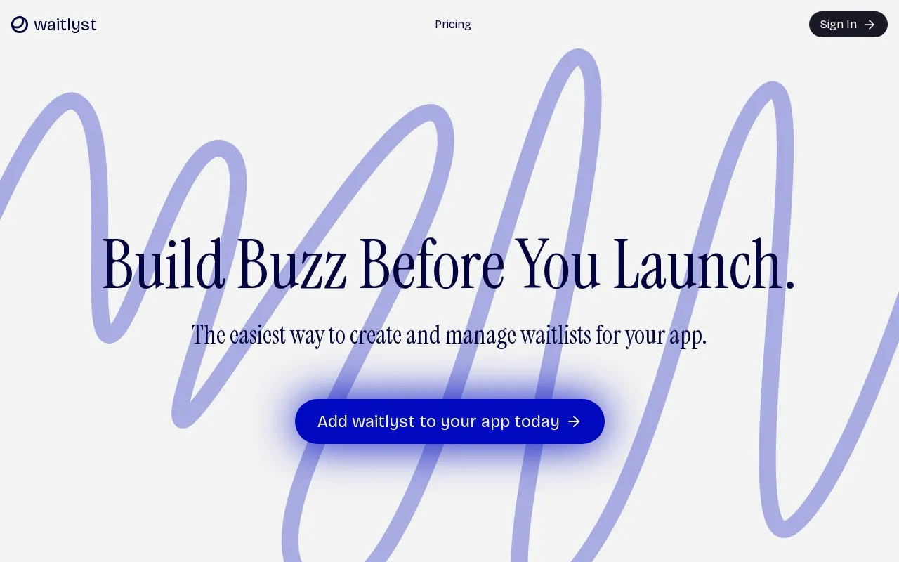 Waitlyst homepage screenshot