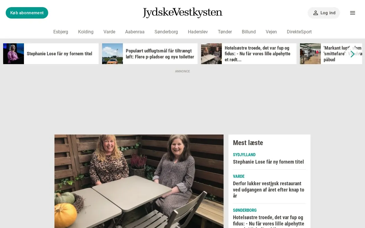 JydskeVestkysten homepage screenshot