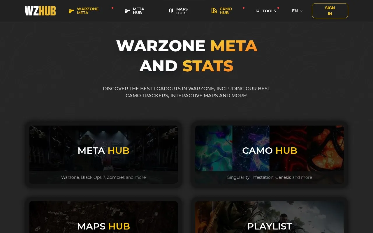 WZHub homepage screenshot