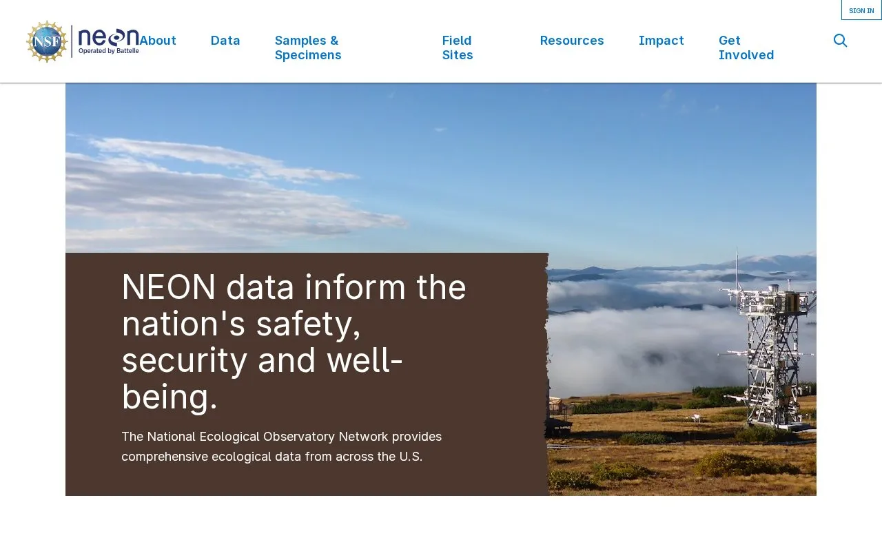 National Ecological Observatory Network homepage screenshot