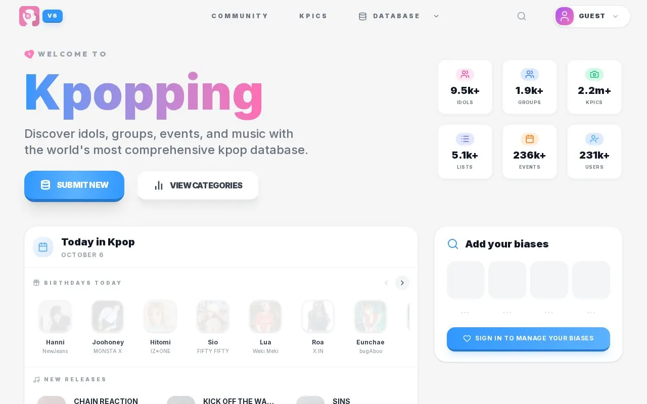 kpopping homepage screenshot
