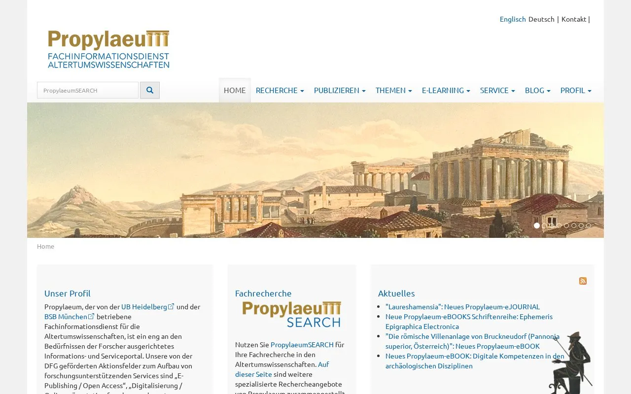 Propylaeum – Specialized Information Service Ancient Studies homepage screenshot