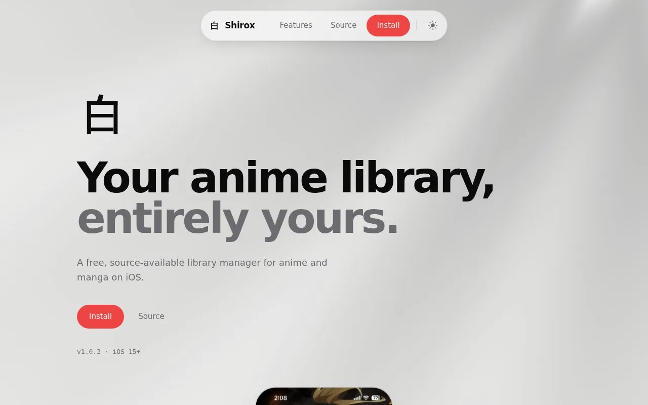 Shirox homepage screenshot