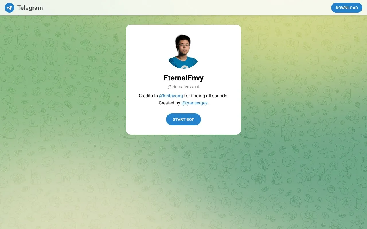 @eternalenvybot homepage screenshot