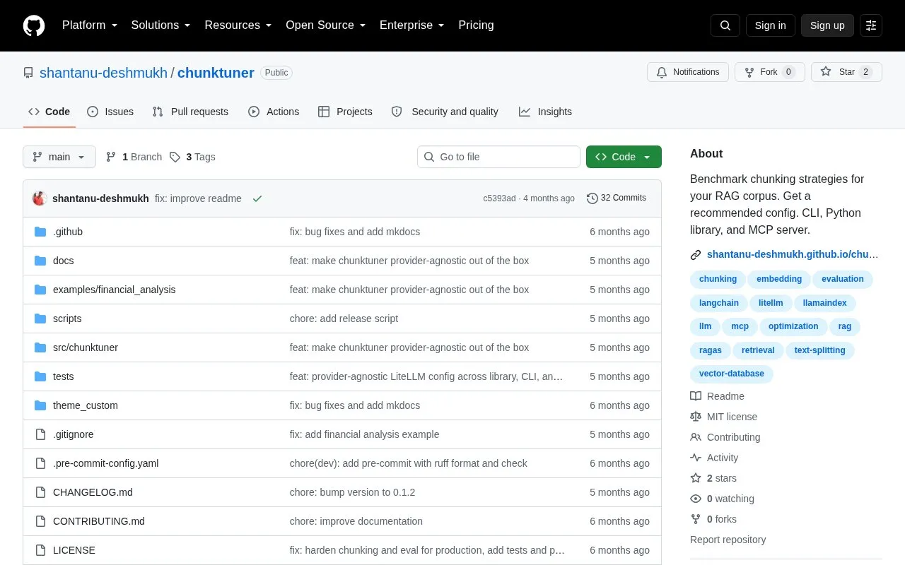Chunk Tuner homepage screenshot
