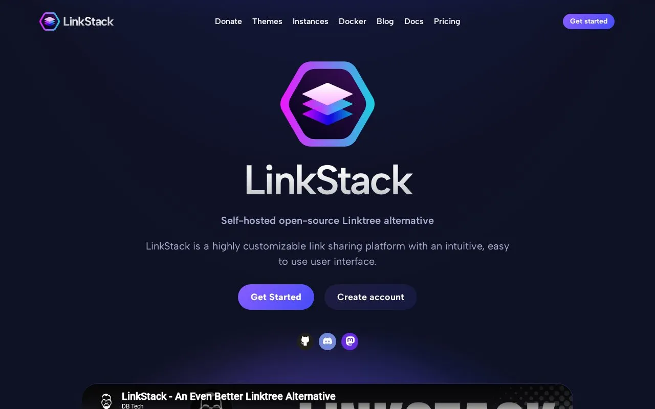 LinkStack homepage screenshot